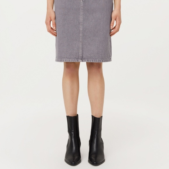 NWT Frank & Oak // The Denim Midi Skirt in Light Grey - Picture 4 of 6